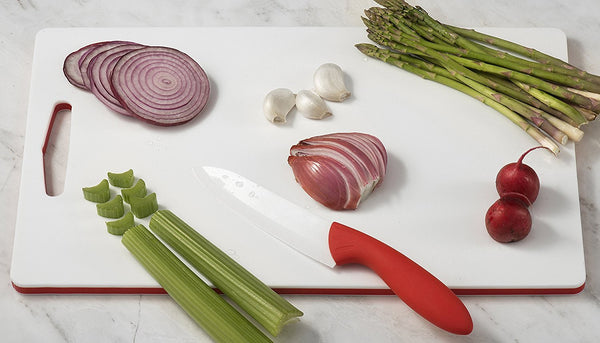 KOMAX Triple Layer Cutting Board with Handle | BPA Free Heat Resistant Dishwasher Safe- Small